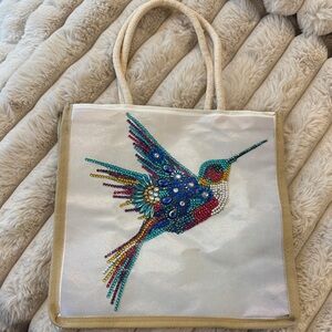 Embellished Hummingbird Tote Bag